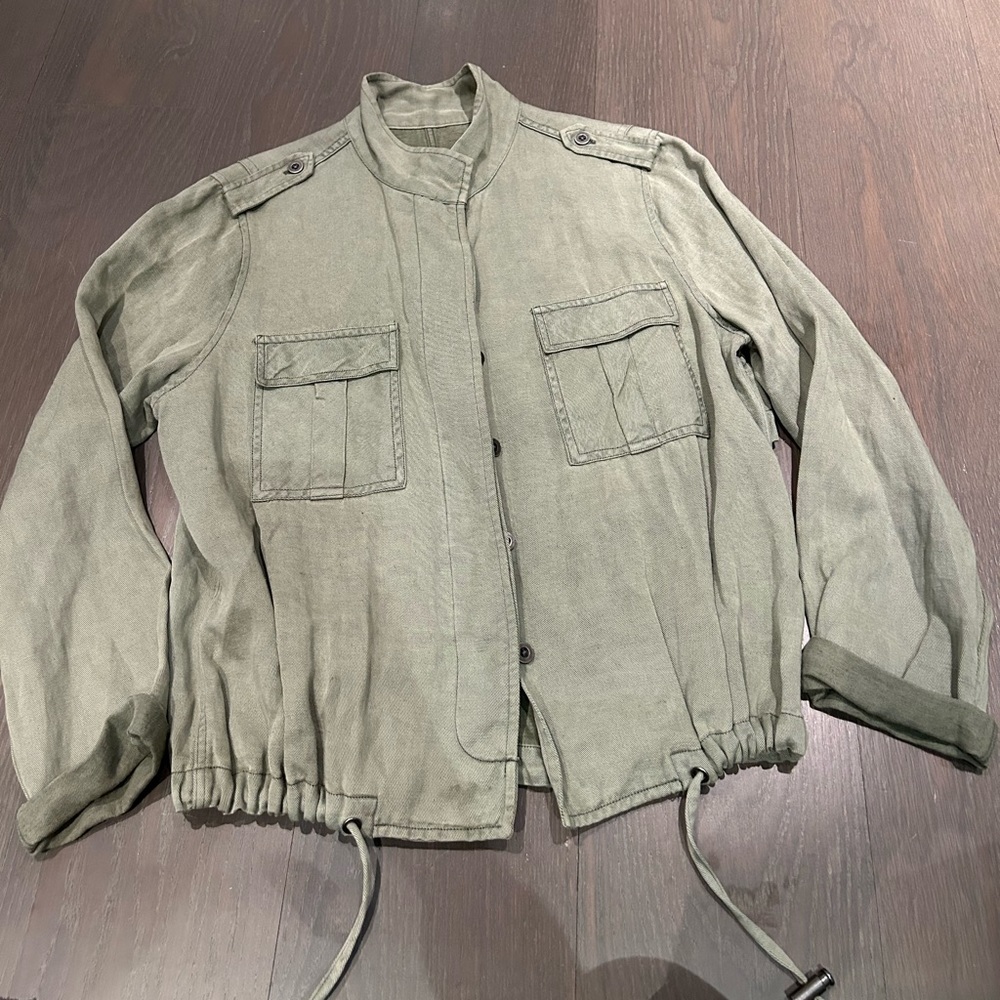 Rails faded army military green drawstring shirt/jacket